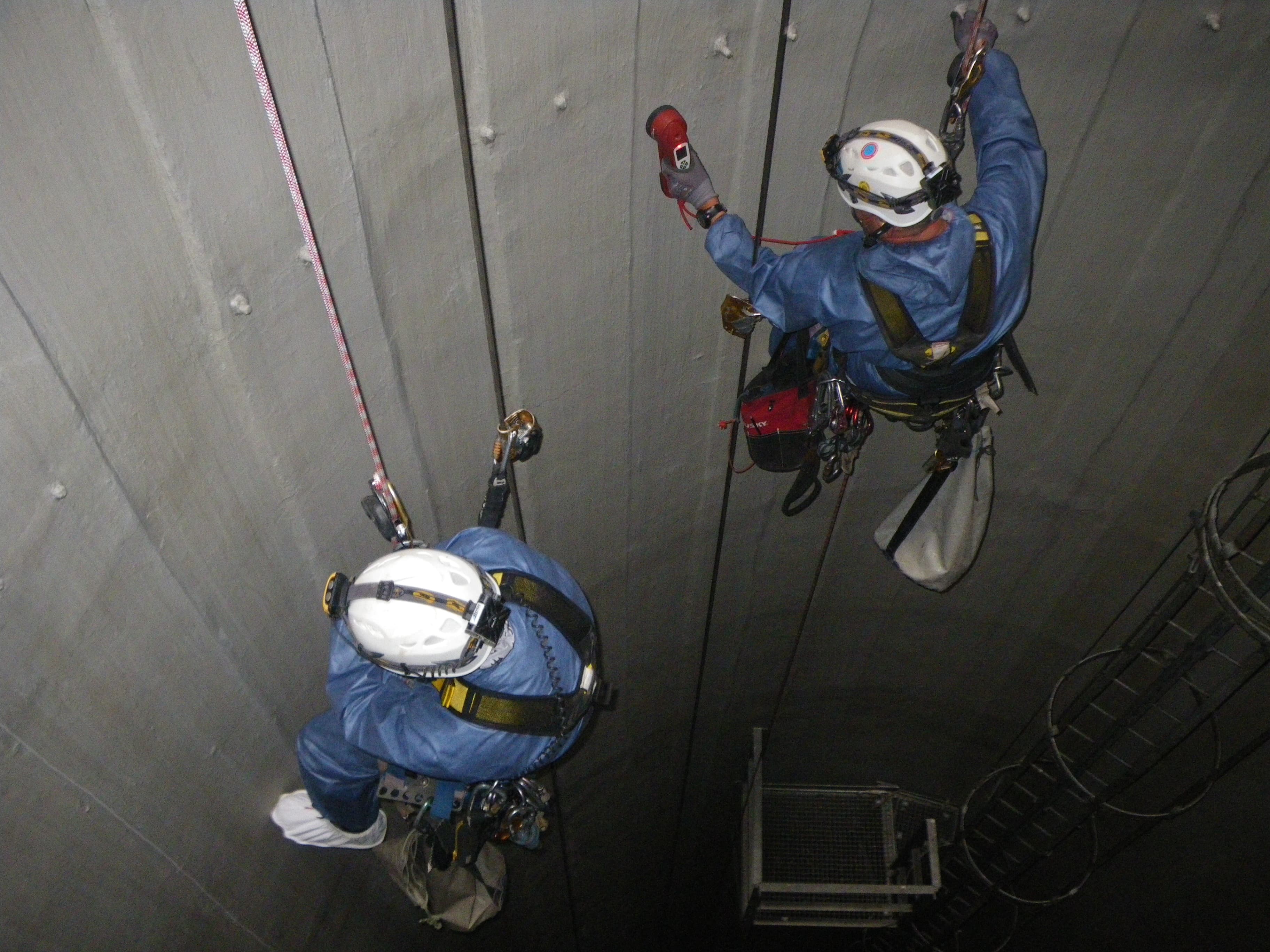 DYWIDAG rope access specialists internally and externally inspecting a tower structure